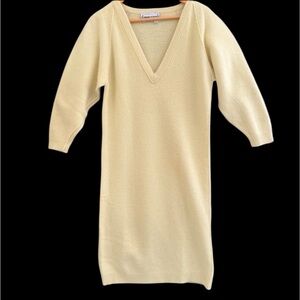 Adrienne Vittadini V-Neck Vintage Yellow Sweater Dress | Med